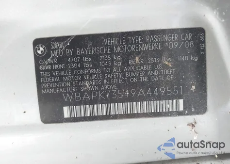 2009 BMW 328I xDrive from USA, damaged, VIN WBAPK73549A449551